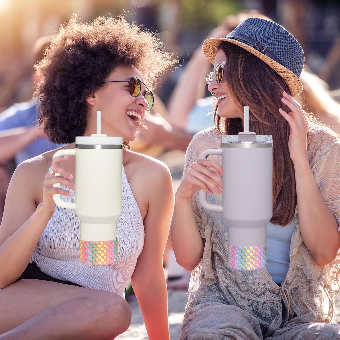 HEYSKAY 2pcs Protective Flask Silicone Boot Base for Stanley Quencher Adventure 40oz & Stanley IceFlow 20oz 30oz Tumbler, and Compatible with 12-24oz Hydro Sport Water Bottles,Yeti and More