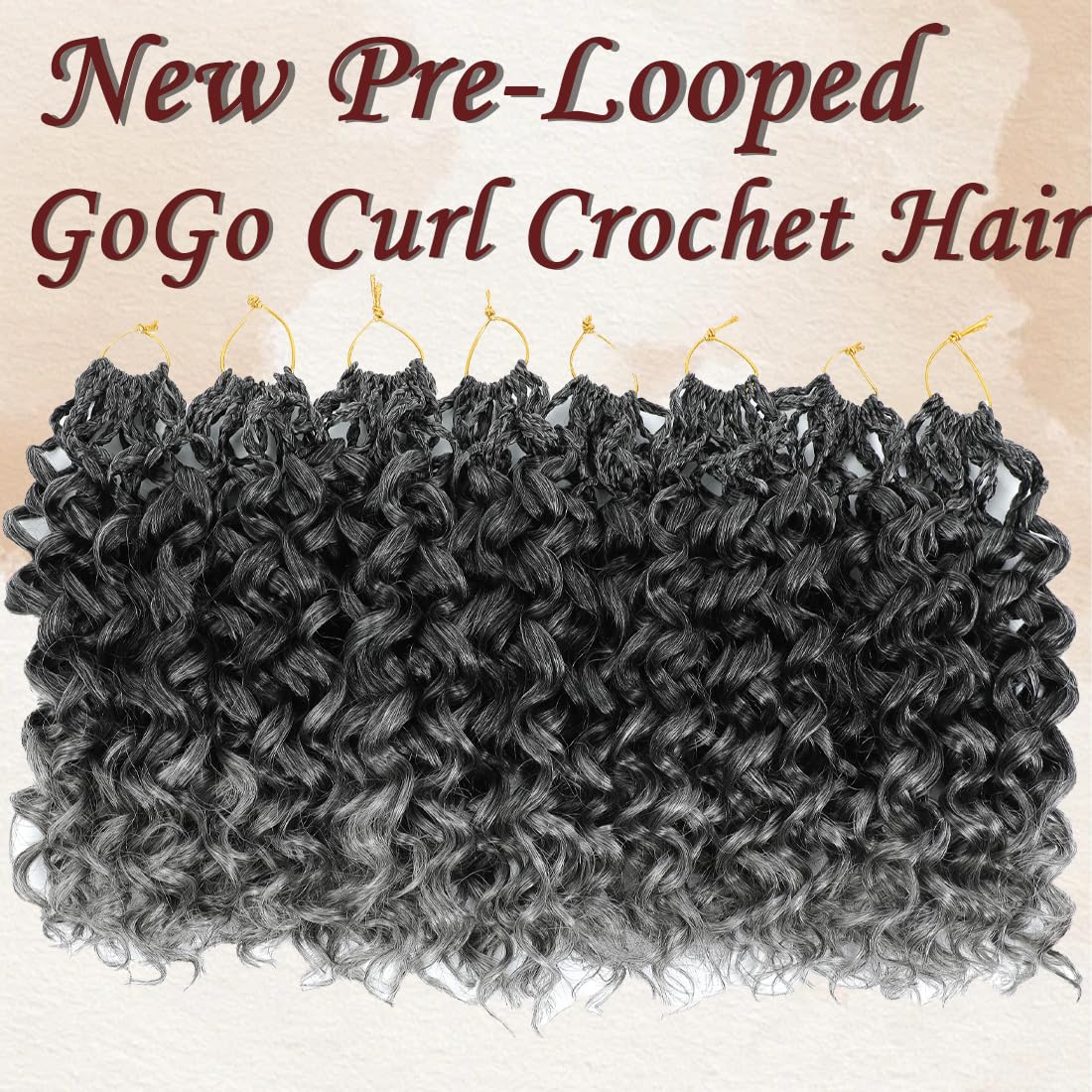 Naniciar Pretwisted Gogo Curl Crochet Hair 10 Inch 8 Packs Short Curly Crochet Hair for Women Pre looped Ocean Wave Crochet Hair Water Wave Crochet Braiding Hair (10 inch 8 packs 1B/Grey)