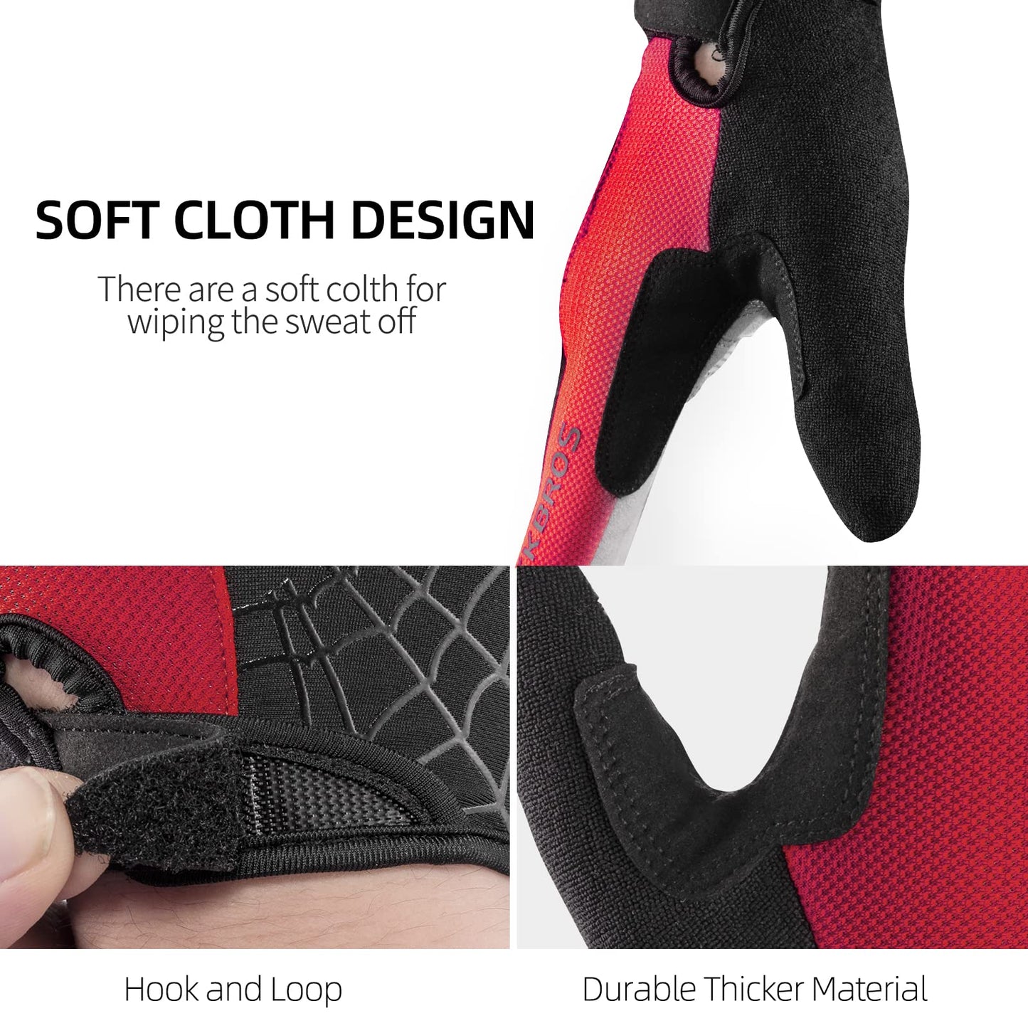 ROCKBROS Cycling Gloves for Men Mountain Bike Gloves Bicycle Gloves SBR Pad Anti-Slip Road Riding Gloves Breathable