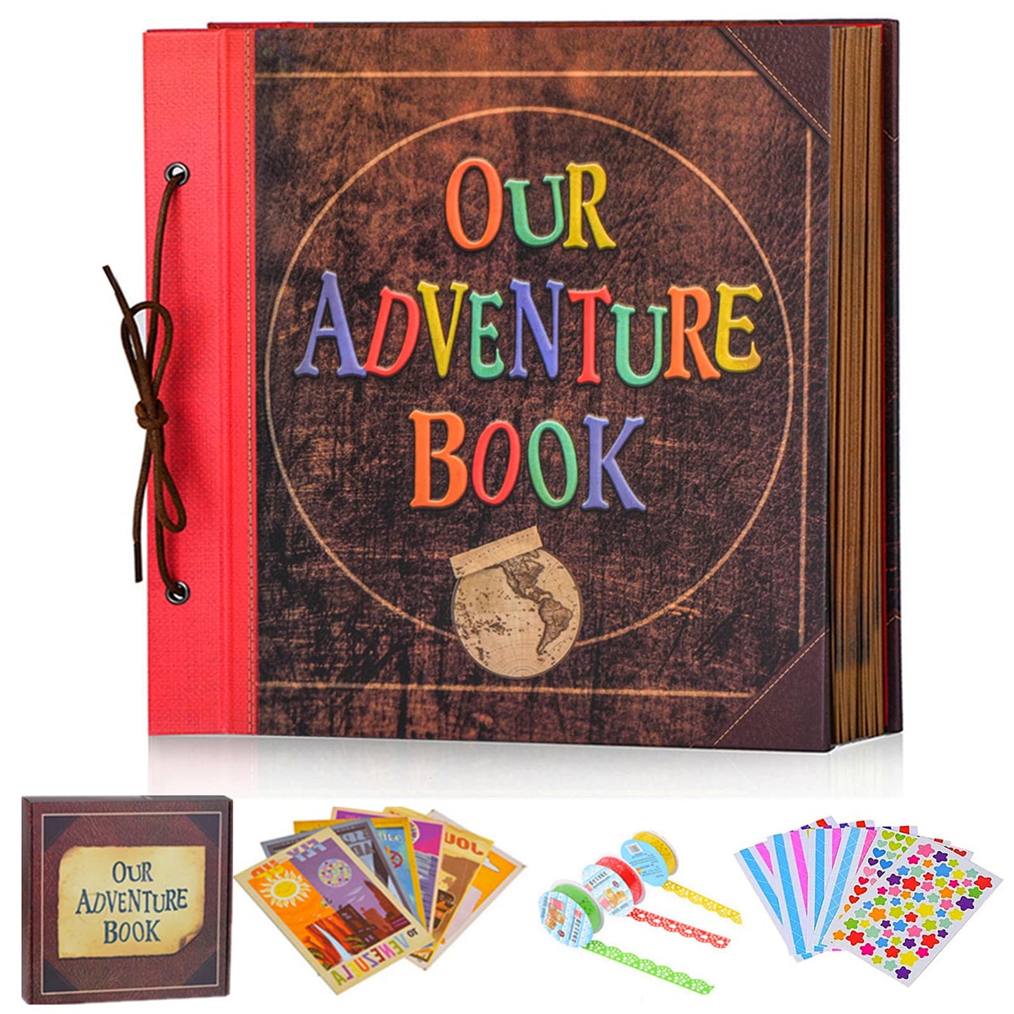 Our Adventure Book Travel Diary Photo Book,Scrapbook, Photo Album,Retro Style Travel Souvenir, Vintage Guestbook DIY Anniversary Wedding Travel Writing Baby Friend Gift, Heartfelt Present(Ball)
