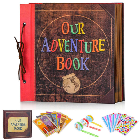 Our Adventure Book Travel Diary Photo Book,Scrapbook, Photo Album,Retro Style Travel Souvenir, Vintage Guestbook DIY Anniversary Wedding Travel Writing Baby Friend Gift, Heartfelt Present(Ball)