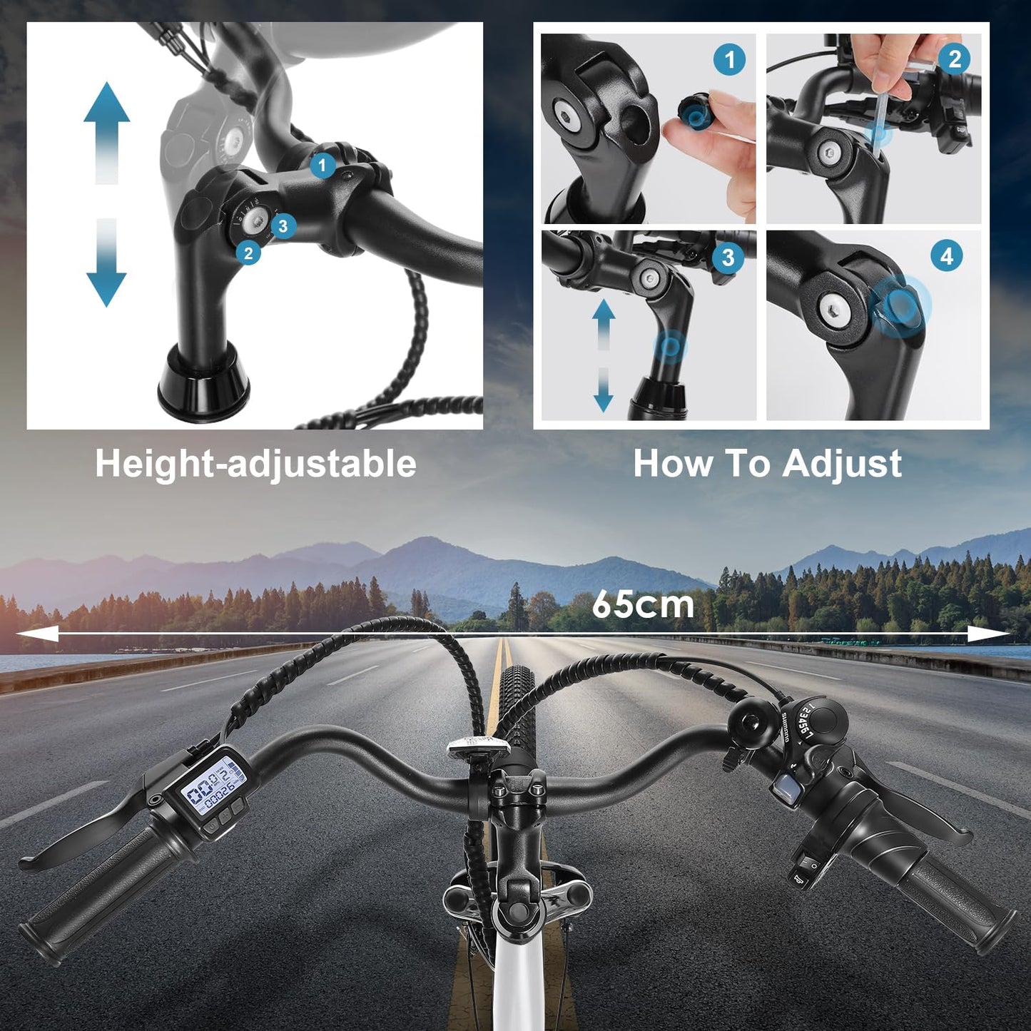 ANCHEER Electric Bike for Adults, 48V 500Wh EBike, UP to 60 Miles, Removable Battery, Fast-Charge, 26" Commuter Electric Bicycles, 7-Speed, LCD Digital Display, Suspension Fork, Cruise Control, UL2849