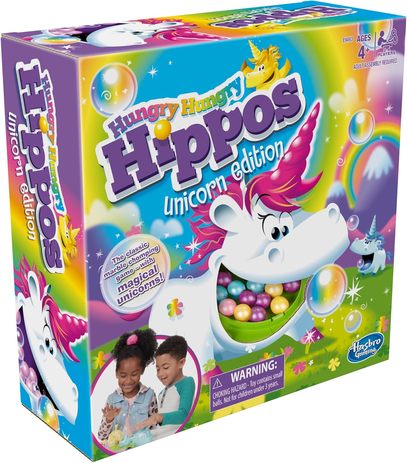 Hasbro Gaming Hungry Hippos Unicorn Edition Pre-School Board Game for Kids Ages 4 and Up; 2-4 Players (Amazon Exclusive)