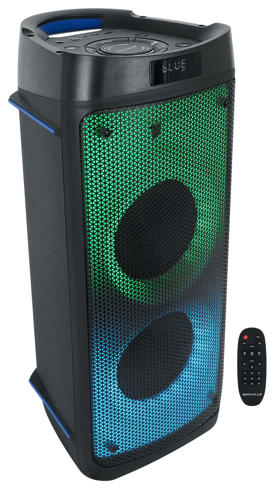 Rockville BASS Party 65 1200W Bluetooth Speaker, Deep Bass, LED Lights, Mic Inputs, TWS Linking, Long Battery Life, Perfect for Parties and Karaoke