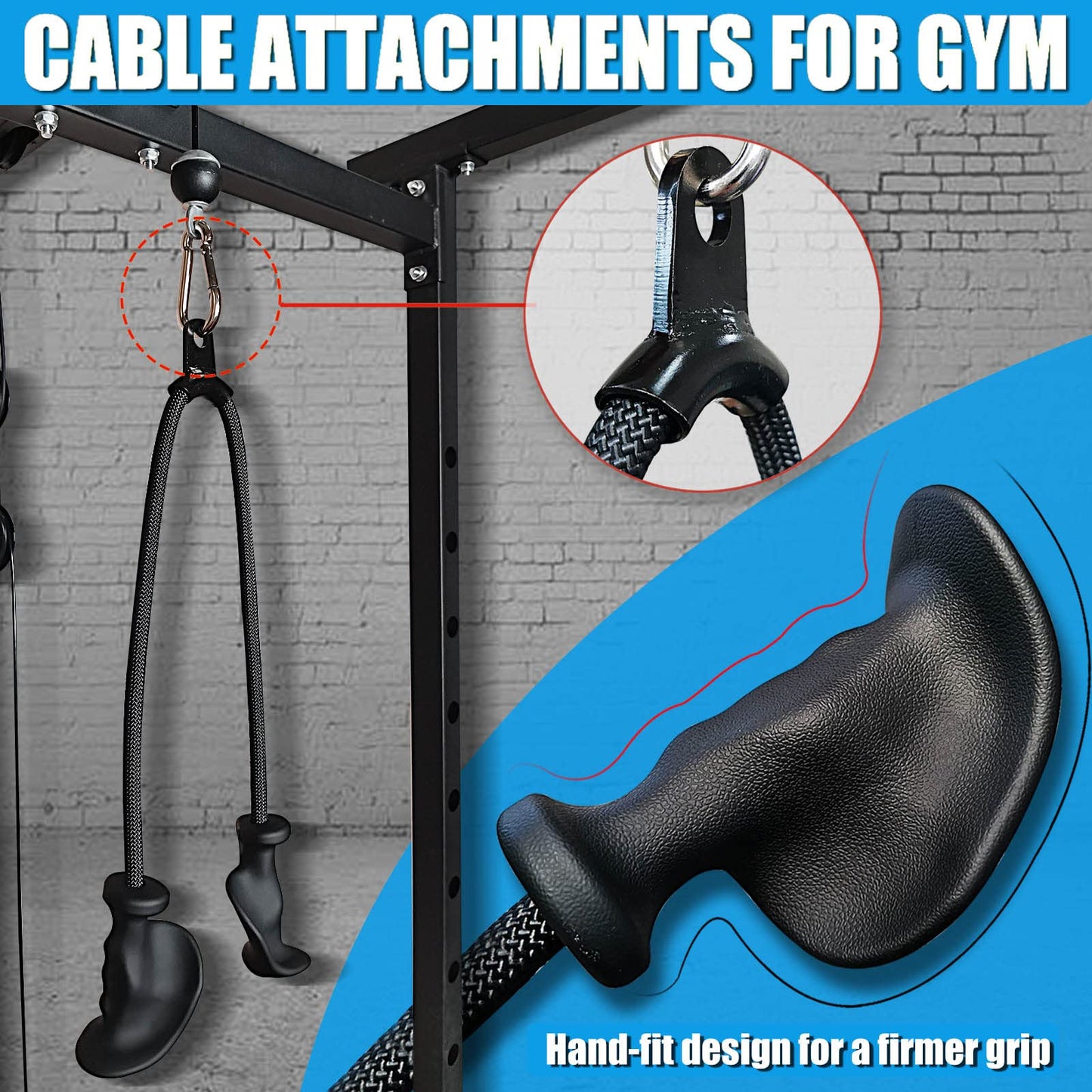 Ergonomic Tricep Rope Pull Down Attachment, Upgraded Long Triceps Rope Cable Attachments for Gym, LAT Pull Down Bar for Cable Machine, Tricep LAT Pulldown Workout Cable Attachments (Hand ROPE-06)