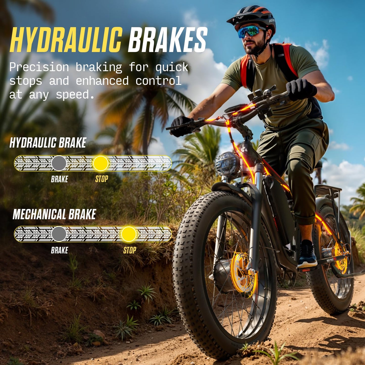 PUJH Electric Bike for Adults 5000W Dual Motors 60V 25Ah 24'' Fat Tire Fast Up to 45mph 35-100 Mileage Full Suspension Hydraulic Brake Class 3 Off-Road Mountain AWD Hunting Ebike for Men Women Black