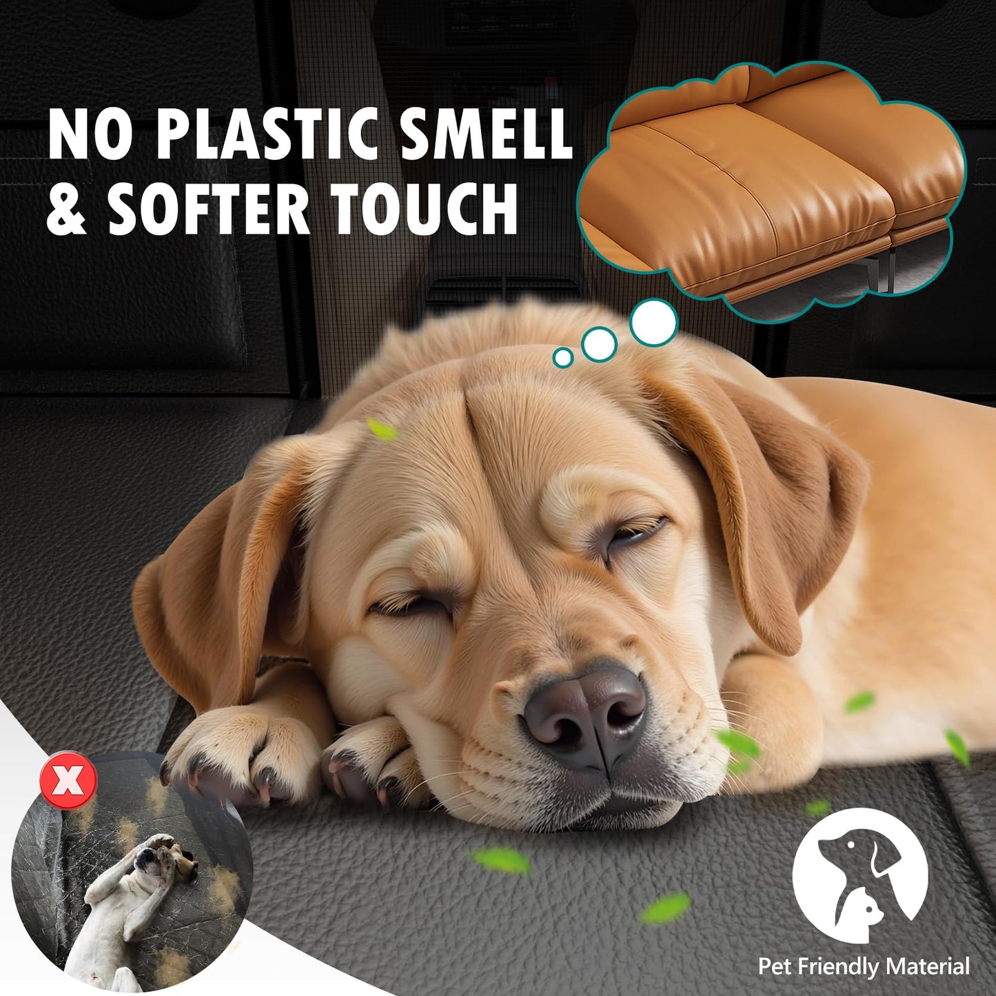 Back Seat Extender for Dogs Upgraded Anti-Scratch PU Leather, Hard Bottom Dog Car Seat Cover for Back Seat, Backseat Extender for Dogs, Waterproof Dog Hammock for Car, SUV, Small Truck, Black