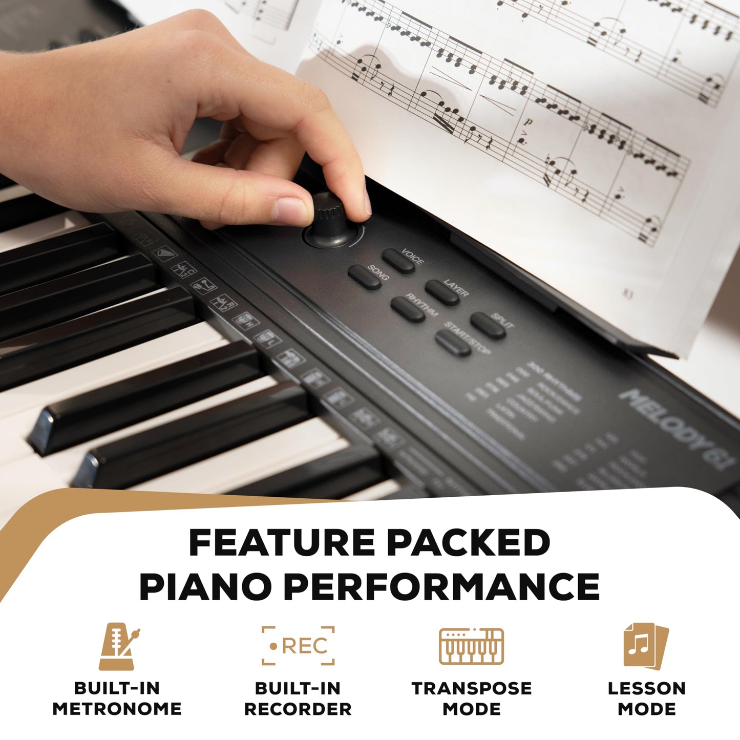 Alesis Melody 61 MK4 Keyboard Piano for Beginners with 61 Keys, Speakers, Stand, Bench, Headphones, Tablet/Sheet Music Stand, 300 Sounds and Music Lessons