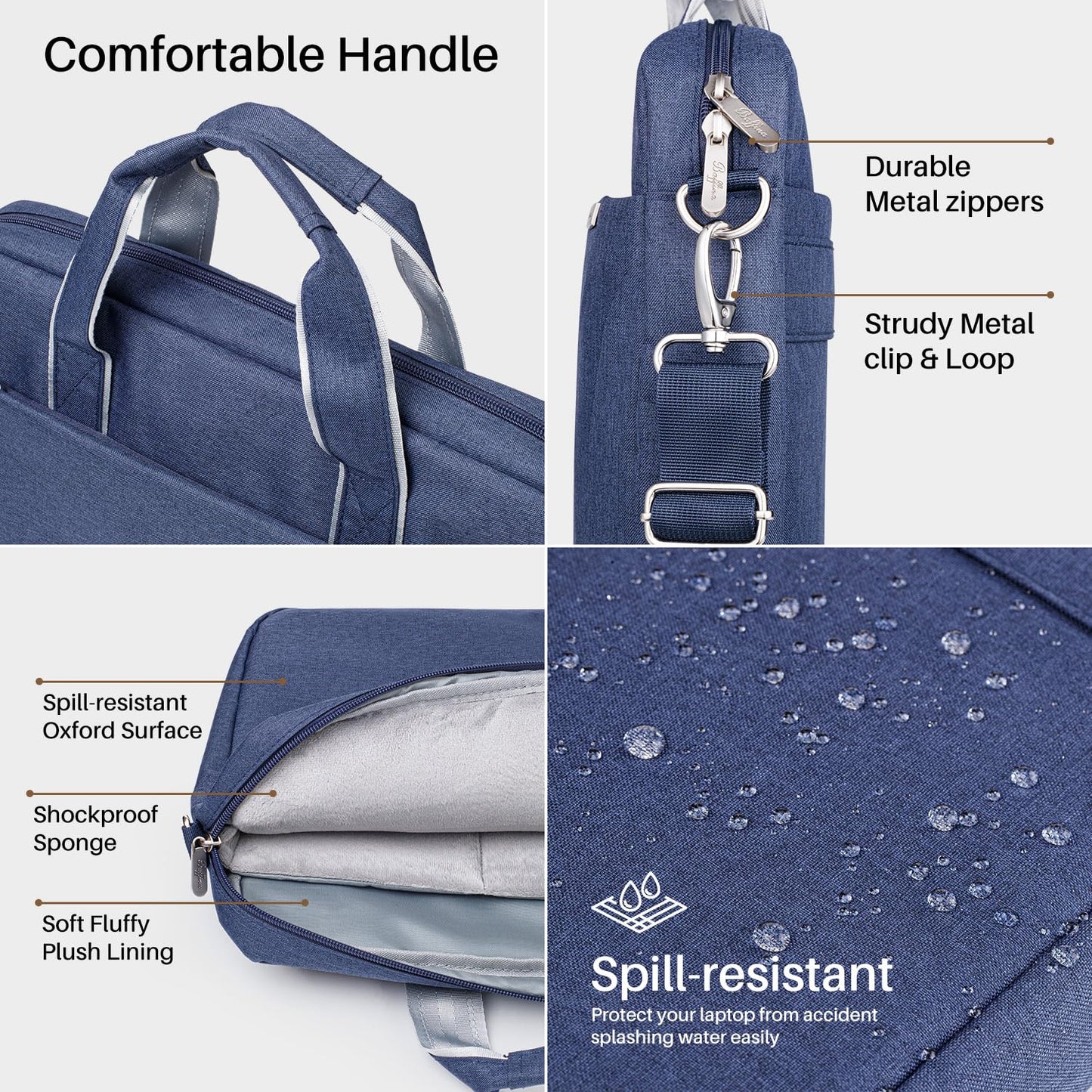 BAFFINA 15.6 16 Inch Laptop Shoulder Bag for Men Women,Waterproof Computer Carrying Case Messenger Bag with Strap,Laptop Briefcase for 14-15-16 Inch MacBook/Chromebook/Notebook Hp Dell Acer Asus,Blue