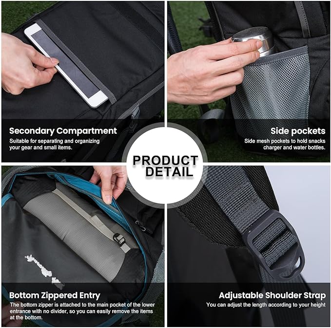 MOUNTAINTOP 40L Hiking Backpack Lightweight Travel Backpack for Men&Women Outdoor Camping Backpacking