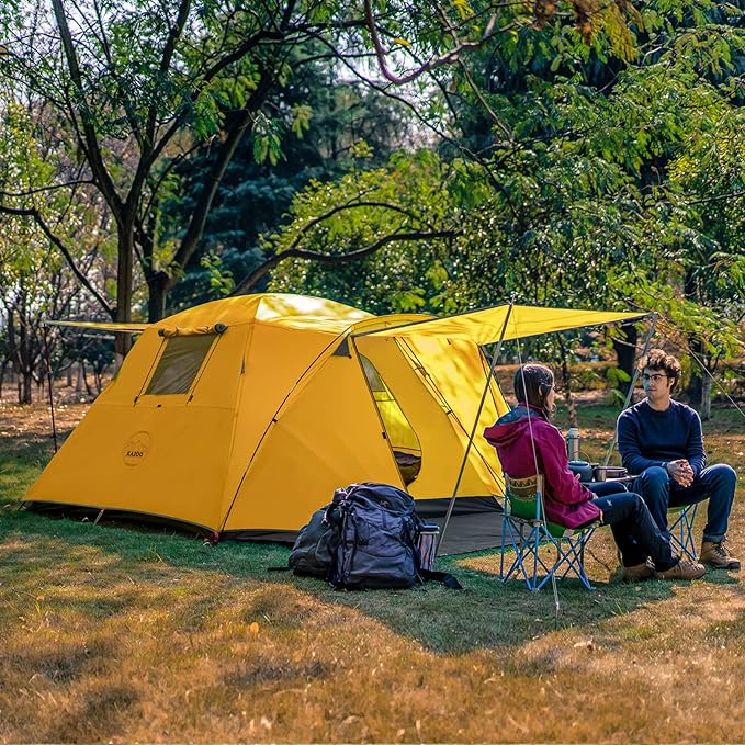 KAZOO 2/4 Person Camping Tent Outdoor Waterproof Family Large Tents 2/4 People Easy Setup Tent with Porch Double Layer