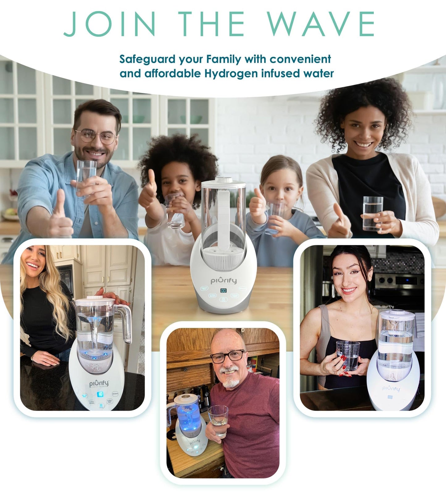 PIURIFY 50 Oz Hydrogen Water Pitcher - BPA Free Rich Hydrogen Water Generator Electrolysis Jug with SPE/PEM Technology. Hydrogen Water Machine, Balanced PH Levels and Filtered with Calcium Sulfite