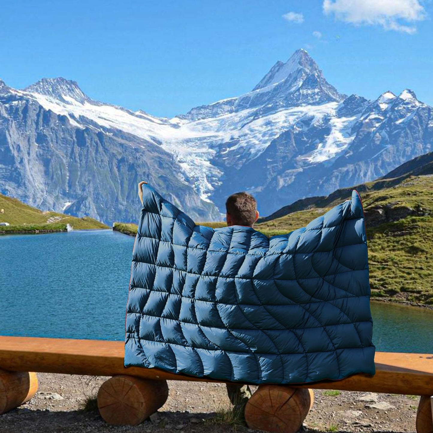 marshmallow dream Camping Blanket, Packable Puffy Blanket Down Alternative Blanket Lightweight Windproof Water Resistant for Outdoors,Hiking, Backpacking,Beach,Car,Picnic,Stadium 39x55in