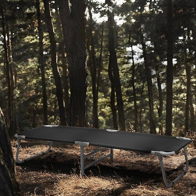 MoNiBloom Lightweight Folding Camping Cot Bed, Ultralight Folding Portable Compact Cots for Outdoor Travel Base Camp Hiking Mountaineering Lightweight Backpacking, Weight Capacity 195 lbs, Blue