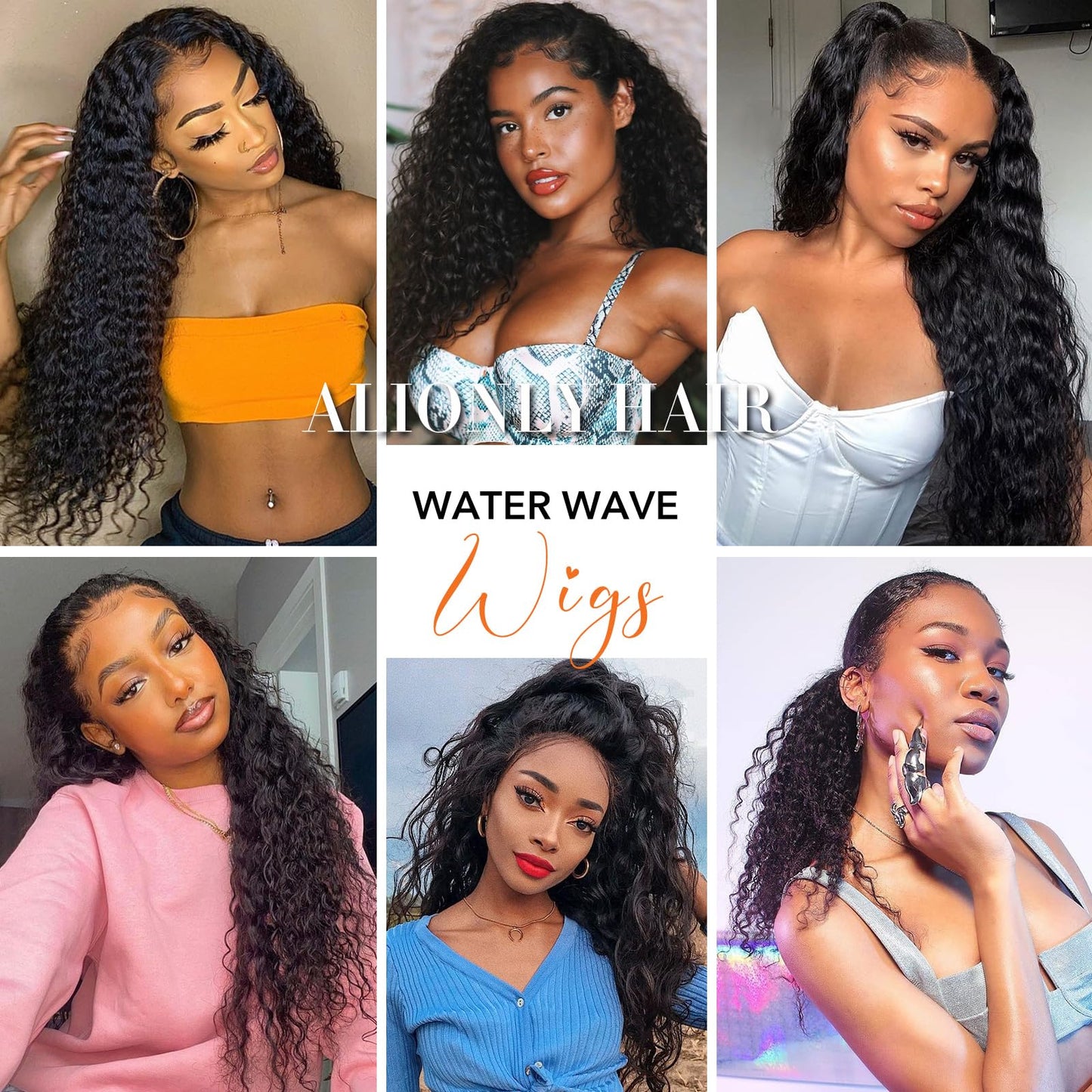 Alionly 250 Density HD Lace Front Wigs Human Hair, Water Wave Wet and Wavy Lace Front Wigs Human Hair 13x4 Glueless Wigs Human Hair Pre Plucked For Black Women 16 Inch