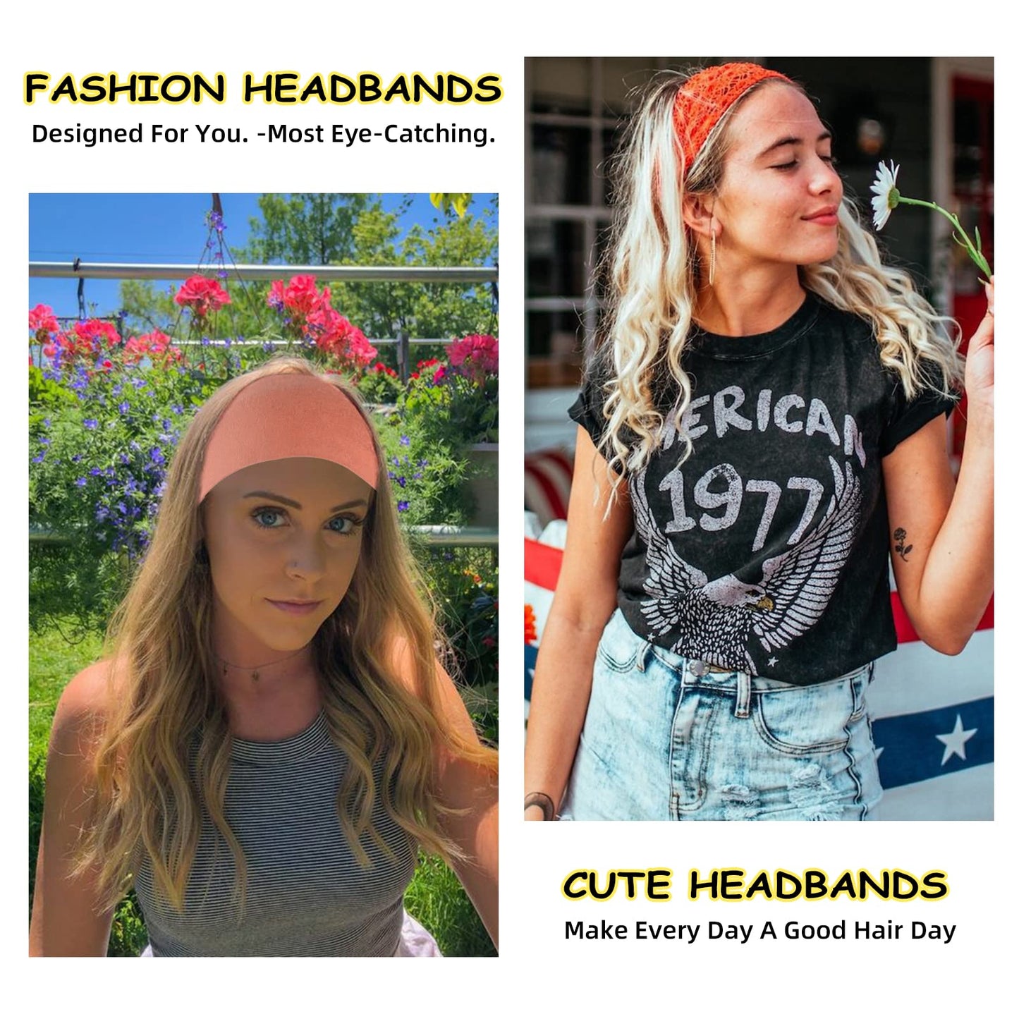 RITOPER Women's Workout Wide Headbands - Non Slip, Super Soft Yoga Running Exercise Bands, Elastic Sweat and Hair Wraps