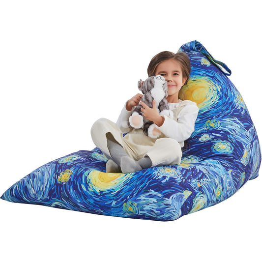 Nobildonna Stuffed Animal Storage Bean Bag Chair Cover for Kids Teens (No Filler) 250L Washable Large Beanbag Cover for Kids' Room Organizing Plush Toys or Home Living Room Textile,Starry Night