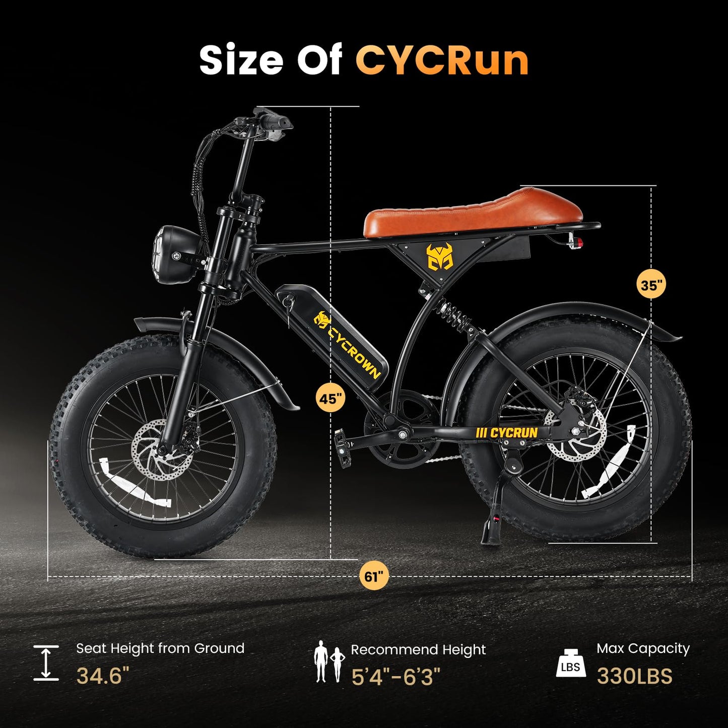 CYCROWN Electric Bike for Adults,Peak 1000W/1500W Motor,20/28MPH 55-150Mile ebikes for Adults with 10.4AH/13AH/26AH Battery,20" Fat Tire Electric Dirt Bike Commuting Off Road Ebike, UL2849