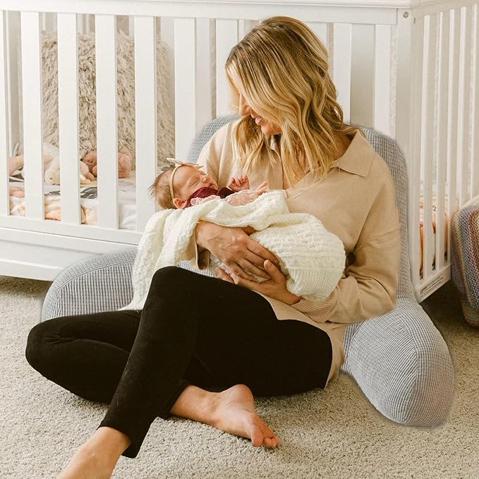 Back Pillow for Bed Sitting Up,Reading Pillow for Sitting in Bed Adult with Arm Pillow,Back Rest Pillow for Sitting in Bed with Pockets,While Gaming,Working,Watching,Standard-Gray