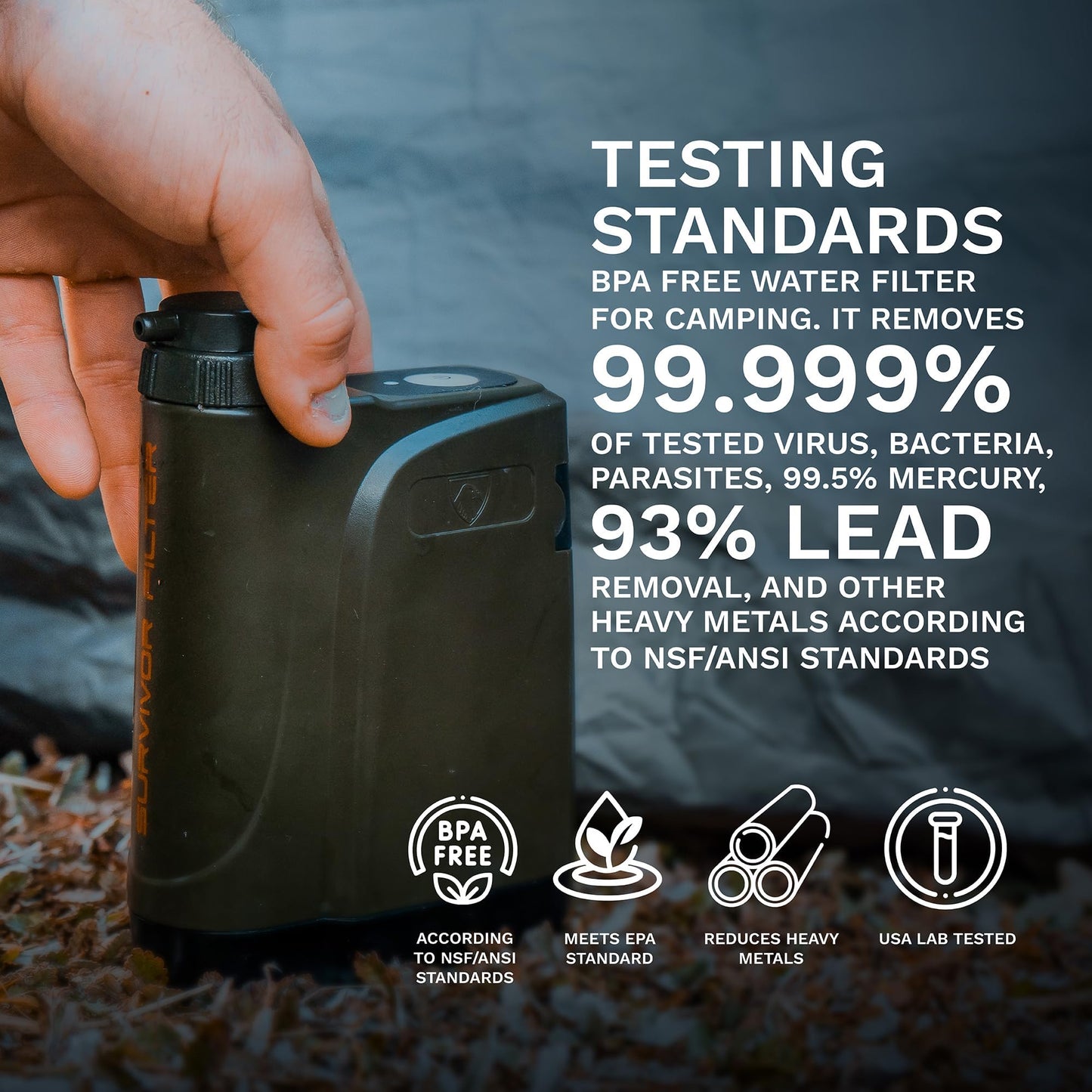 Survivor Filter PRO X - Electric Portable Camping Water Filter - Filters Bacteria, Parasite, Viral