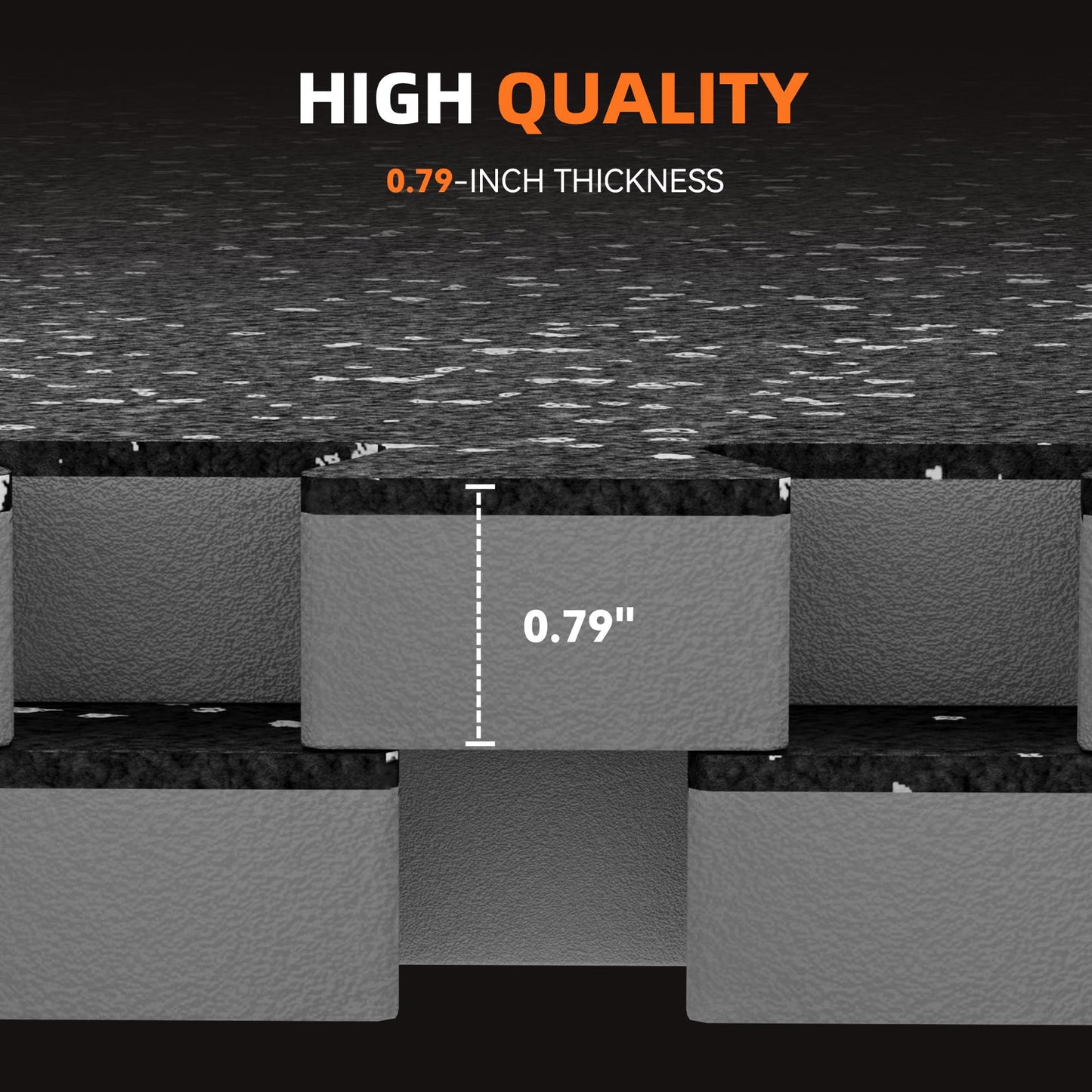 0.79 Inch Gym Flooring,12 Pcs 48 Sq Ft Rubber Top Floor Tiles for Home Gym High Density EVA Foam Gym Mat with Rubber Top Interlocking Exercise Equipment Matt for Garage/Fitness Room-Black+White