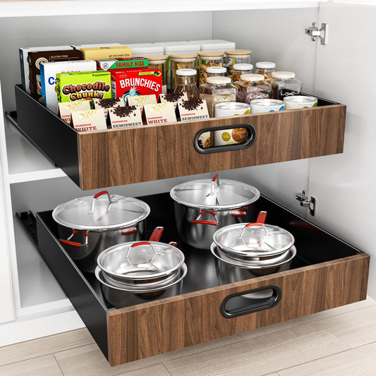 21" Deep Pull Out Cabinet Organizer, Slide Out Drawers for Cabinets Adhesive with Nano Film, Roll Out Shelves for Cabinets in Kitchen, Pantry, Bathroom or Office