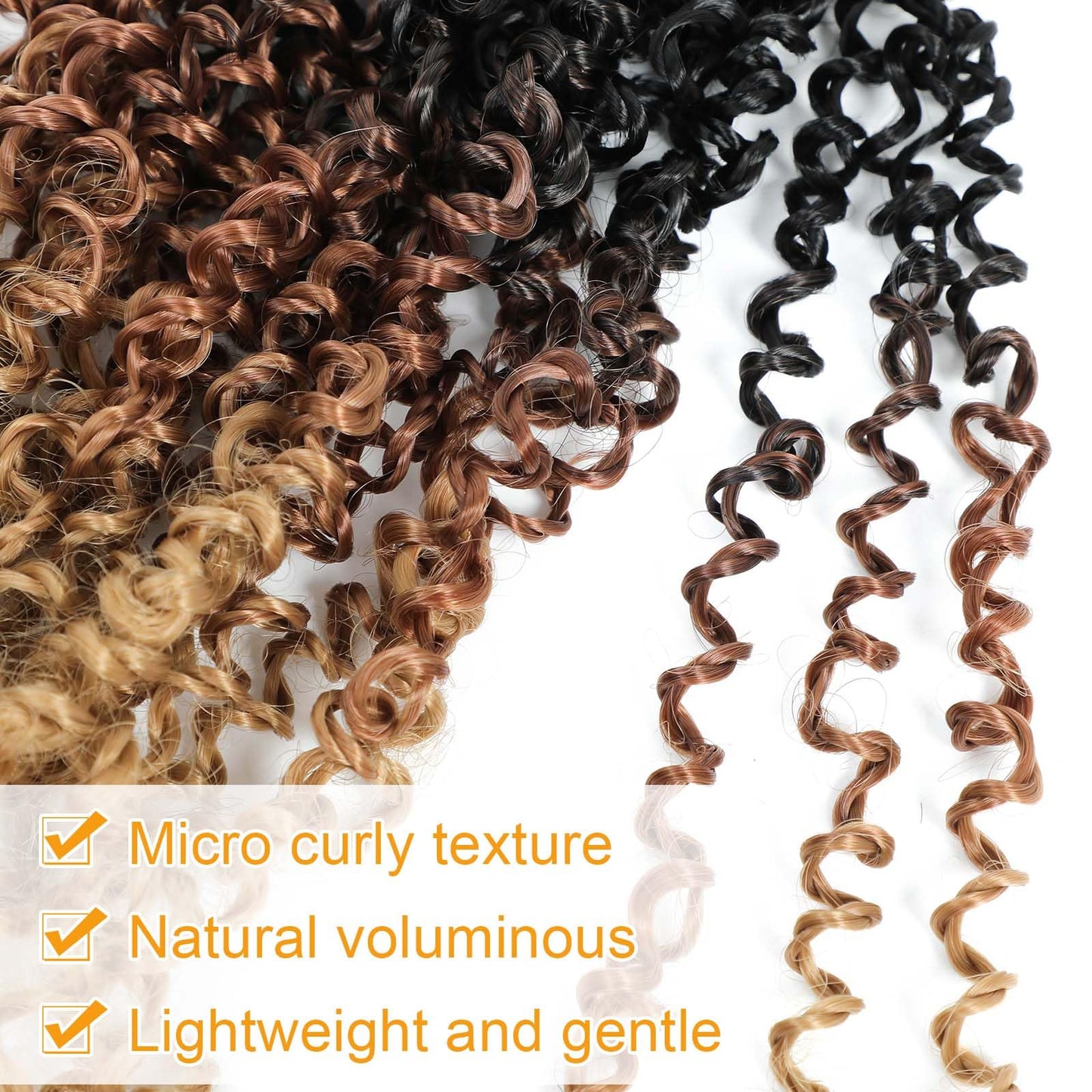 Aksice 10 Inch 8 Packs Yanky Twist Crochet Hair for Women Pre-looped Mini Twist Hair Bohemian Passion Twist Crochet Hair Boho Crochet Braids Synthetic (1B/30/27)