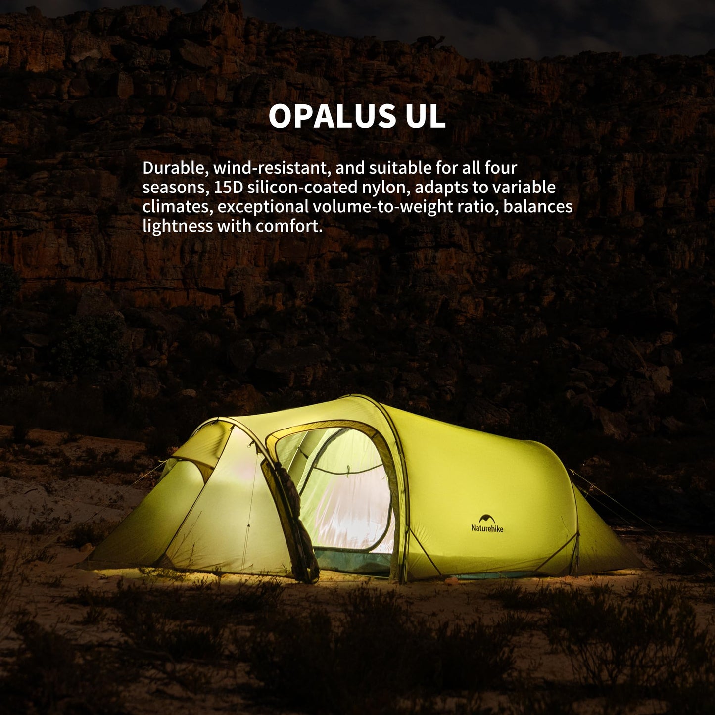 Naturehike Opalus Tunnel Tent with Vestibule, Waterproof 2-3 Person Backpacking Tent, Double Layer Tents for Camping
