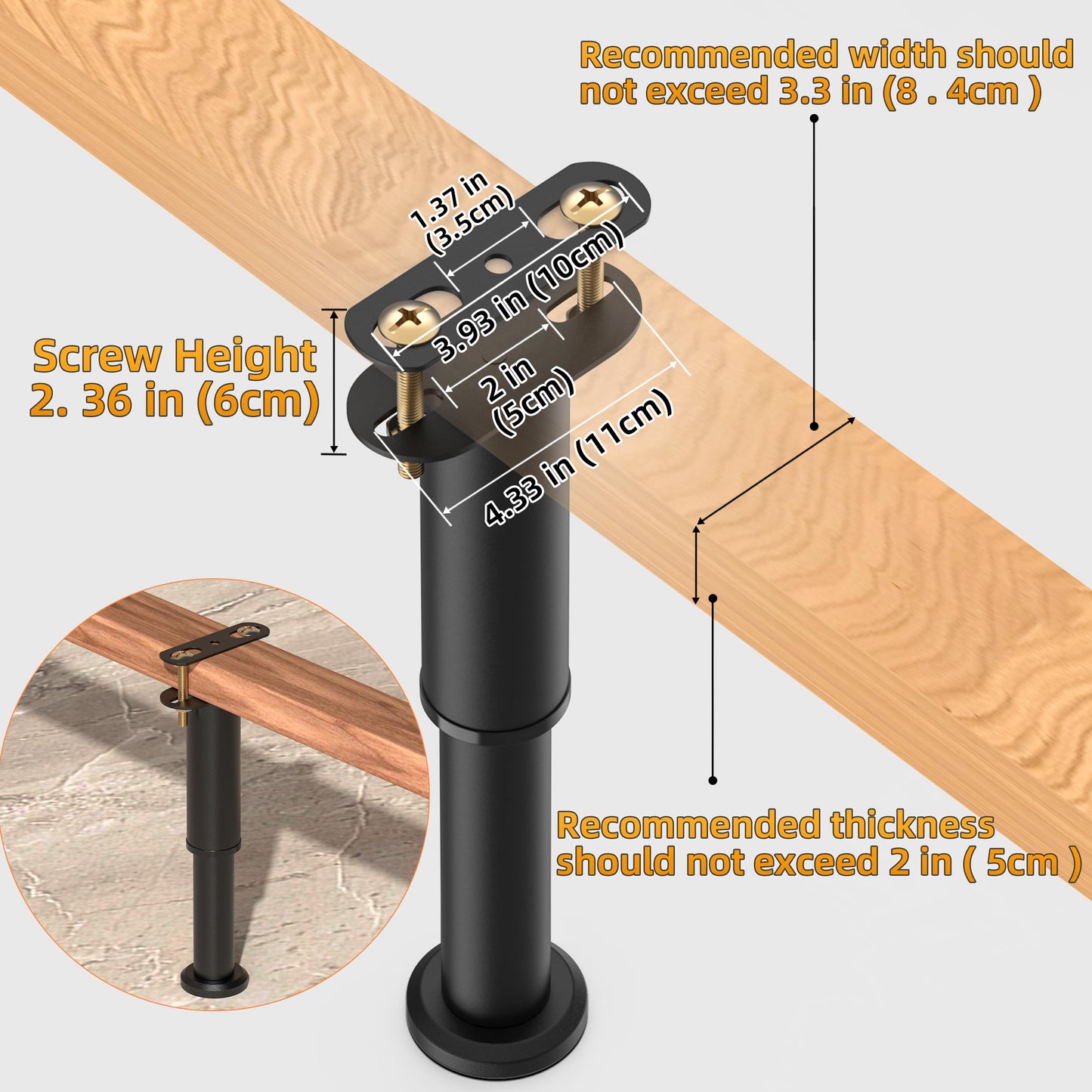 Wlrrcwdttc 4 Pcs Adjustable Height Bed Support Legs 7.08-13 inch, Bed Frame Center Support Legs for Bed Frame/Bed Center Slat/Furniture, Heavy Duty Metal Bed Replacement Legs Bed Slats Support Legs