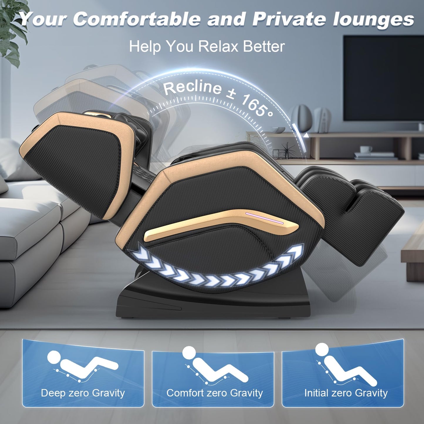 NAGLIFOR Massage Chair Full Body, Zero Gravity Massage Chair 2025 for Back Fatigue with 10 Fixed Rollers, Airbags, Phone Controller, Heating, Bluetooth Speaker, Nightlights for Living Room, Bedroom