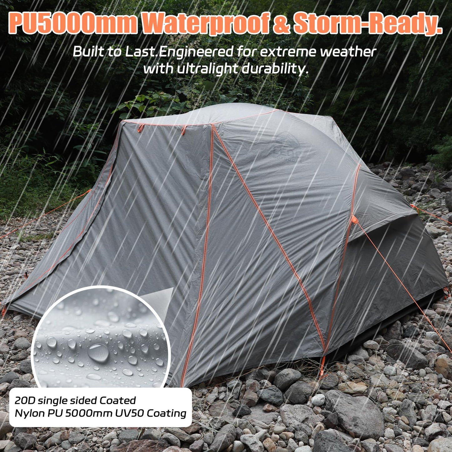 LEQC Ultralight 2 Person Backpacking Tent β Lightweight Tent Waterproof for Hiking, Trekking, Compact Camping Shelter with Aluminum Poles β Two Person Tent for Bikepacking & Camping
