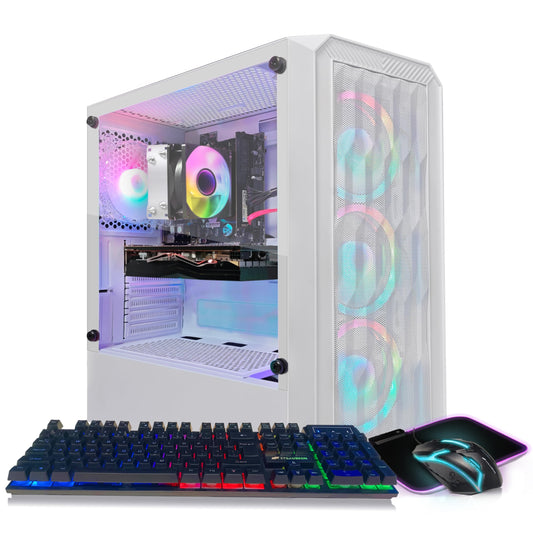STGAubron Gaming PC Computer Desktop, AMD Athlon 3000G 3.5G, Radeon RX 580 8G GDDR5, 16G DDR4 Memory, 1T SSD, 600M WiFi, BT 5.0, RGB Fan x 4, RGB Mouse Pad, Windows 11 Home,White