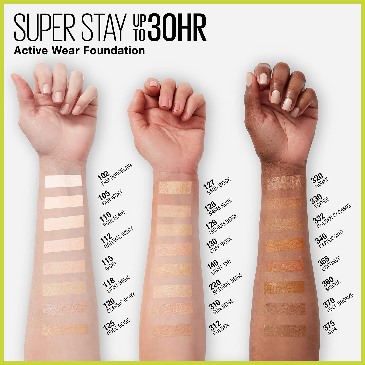 Maybelline Super Stay Full Coverage Liquid Foundation Active Wear Makeup, Up to 30Hr Wear, Transfer, Sweat & Water Resistant, Matte Finish, Sand Beige, 1 Count