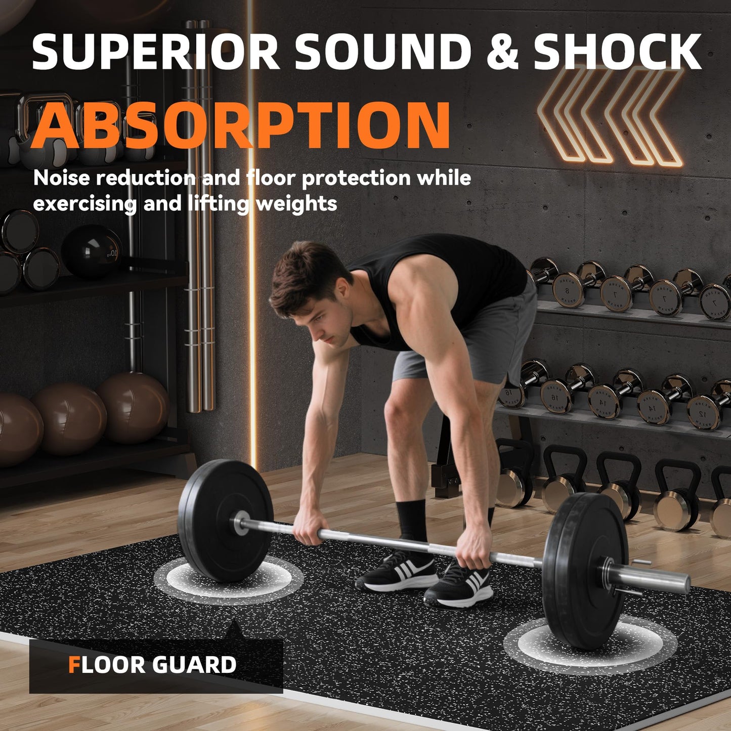 0.79 Inch Gym Flooring,12 Pcs 48 Sq Ft Rubber Top Floor Tiles for Home Gym High Density EVA Foam Gym Mat with Rubber Top Interlocking Exercise Equipment Matt for Garage/Fitness Room-Black+White