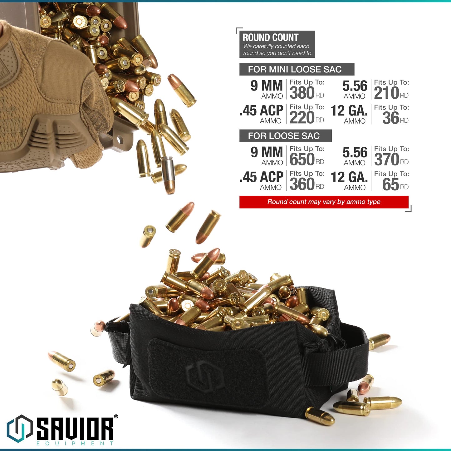 Savior Equipment Loose Sacs 4-Pack Tactical Ammo Pouch Firearm Ammunition Carrier Bag, ID Patches Included, M81 Woodland