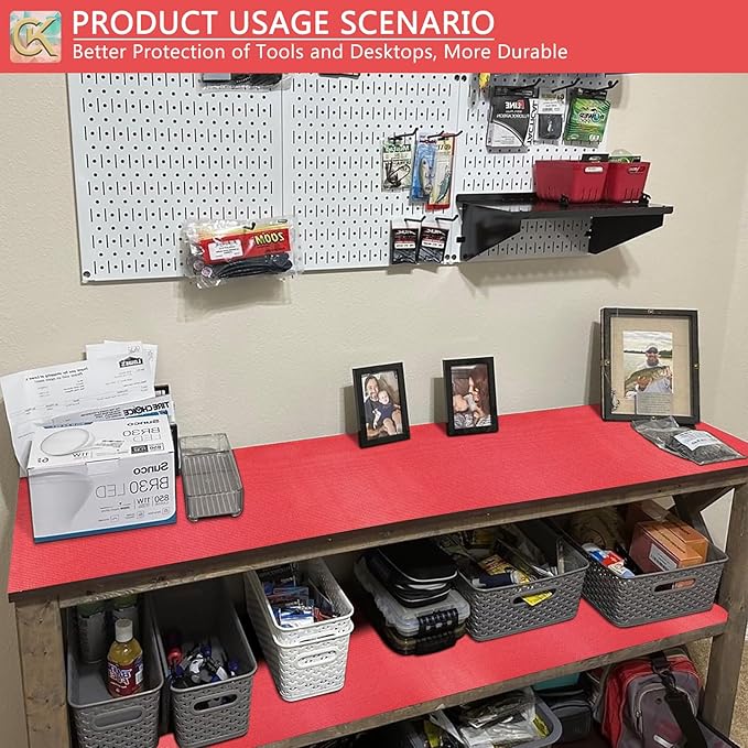 Foam Toolbox Liner Shelf Liner, Thickened Durable Pad Tool Box Mat for Protecting Your Tools, Work Surfaces, Garage, Chest -Red 3mm Thickness, 16 inch*16 ft