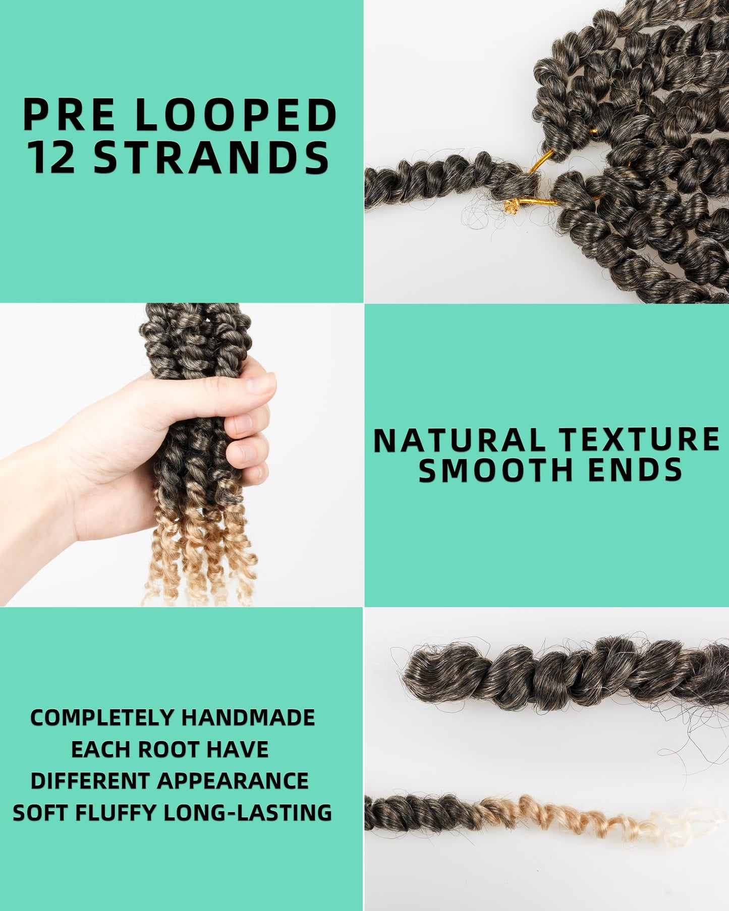 10 Inches 8 Packs Short Passion Twist Crochet Hair for Black Women and Kids-3 Tones Ombre Gray to Blonde to Off-white, Pre Looped Pretwisted Crochet Hair Extension(10"-8 Packs,Gray/27/613)