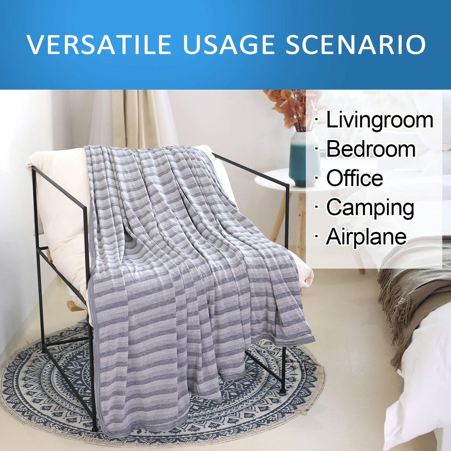 Ailemei Direct Cooling Throw Blanket for Hot Sleepers,Double Sided Cold Effect, Lightweight Breathable Summer Bed Blanket for Couch, Transfer Heat to Keep Body Cool Night Sweats,50"x70"