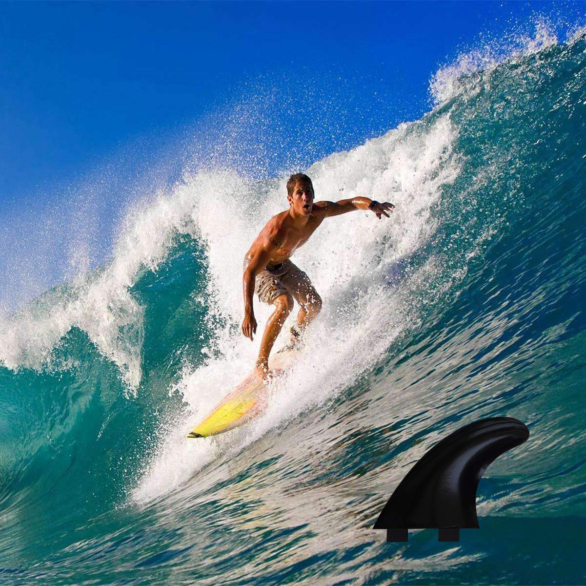 Rokia R G5 FCS Fins with Fin Key and Screws 3 PCS Replacement Plastic Surfboard Fins for Surfing
