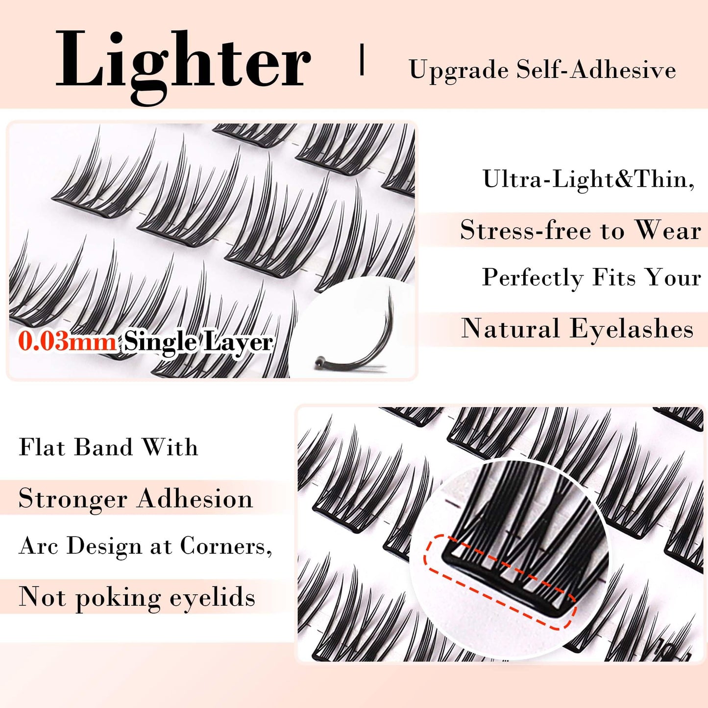 LA MAESII Self Adhesive Lash Clusters, Press-On Lashes No Glue Needed Pre Glued Eyelash Clusters Wispy Cluster Lashes, C Curl Individual Lash Kit, ULTRA-THIN&LIGHT Reusable No Residue(Natural Wispy)