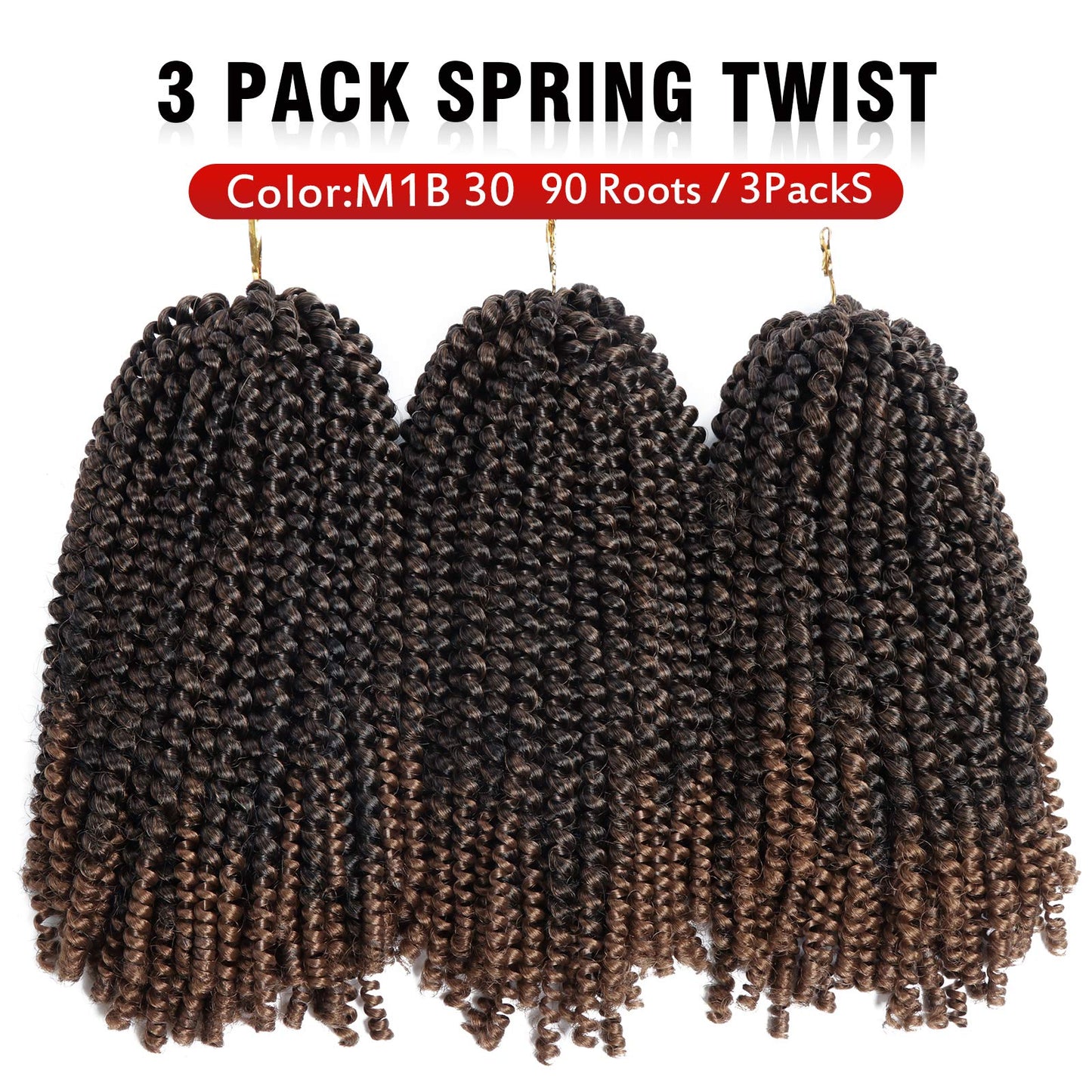10 Inch Spring Twist Crochet Braids Hair for Butterfly Locs Bomb Twist Crochet Hair Beyond Beauty Ombre Colors Synthetic Fluffy Hair Extension 3 Packs 30 Strands 135g/Pack(10 Inch, T1B 30)
