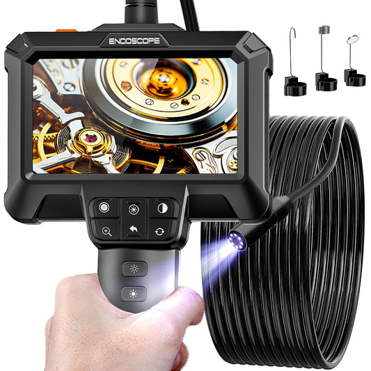 WINWEND Endoscope Camera with Light - IP67 Waterproof Borescope Camera with 8 Adjustable LED Lights | 4.3" LCD Screen Borescope | HD 1080P Inspection Cameras with 16.5ft Semi-Rigid Cord Tools for Men