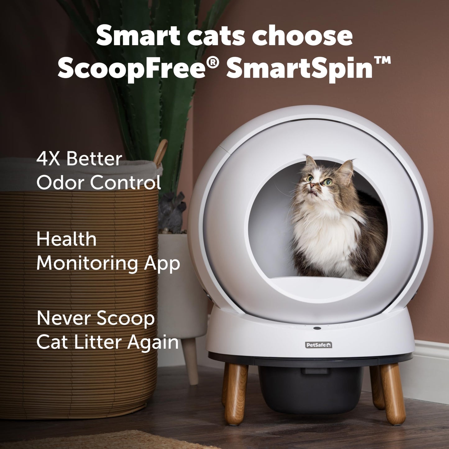 PetSafe ScoopFree SmartSpin Self-Cleaning Litter Box Bundle – Advanced Odor Control – App Controlled – Up to 2 Weeks of Hands-Free Cleaning – Includes Litter Mat, 50 Waste Bin Liners, 4 Deodorizers