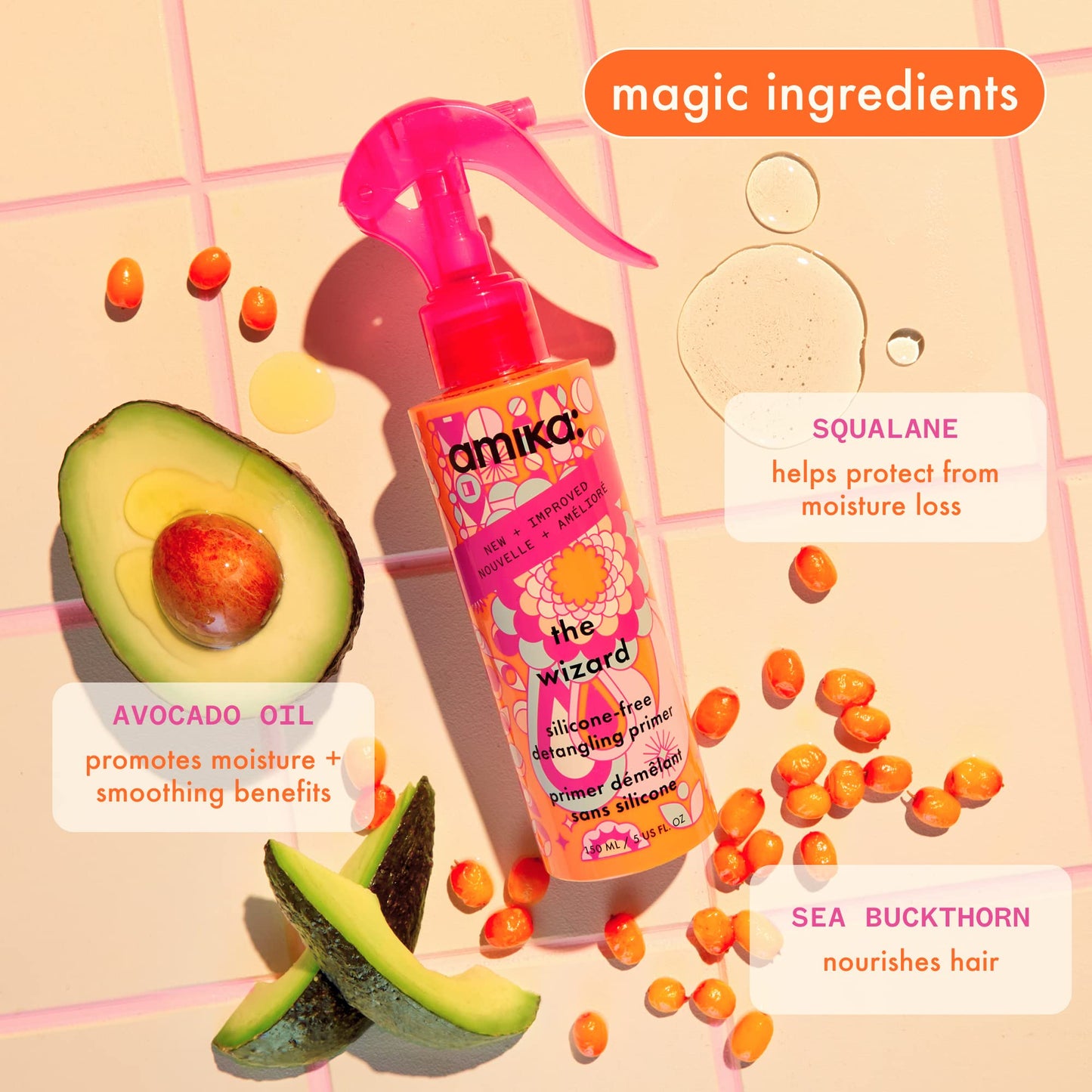amika the wizard silicone-free detangling primer, 60ml