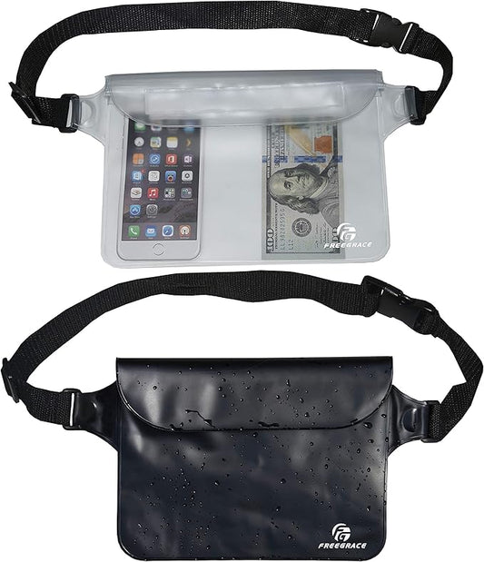Waterproof Pouches with Waist Strap / Pouch Case Bundle Set- Keep Your Phone & Valuables Dry and Safe - Waterproof Dry Bags for Boating Swimming Snorkeling Kayaking Beach Water Parks Pool