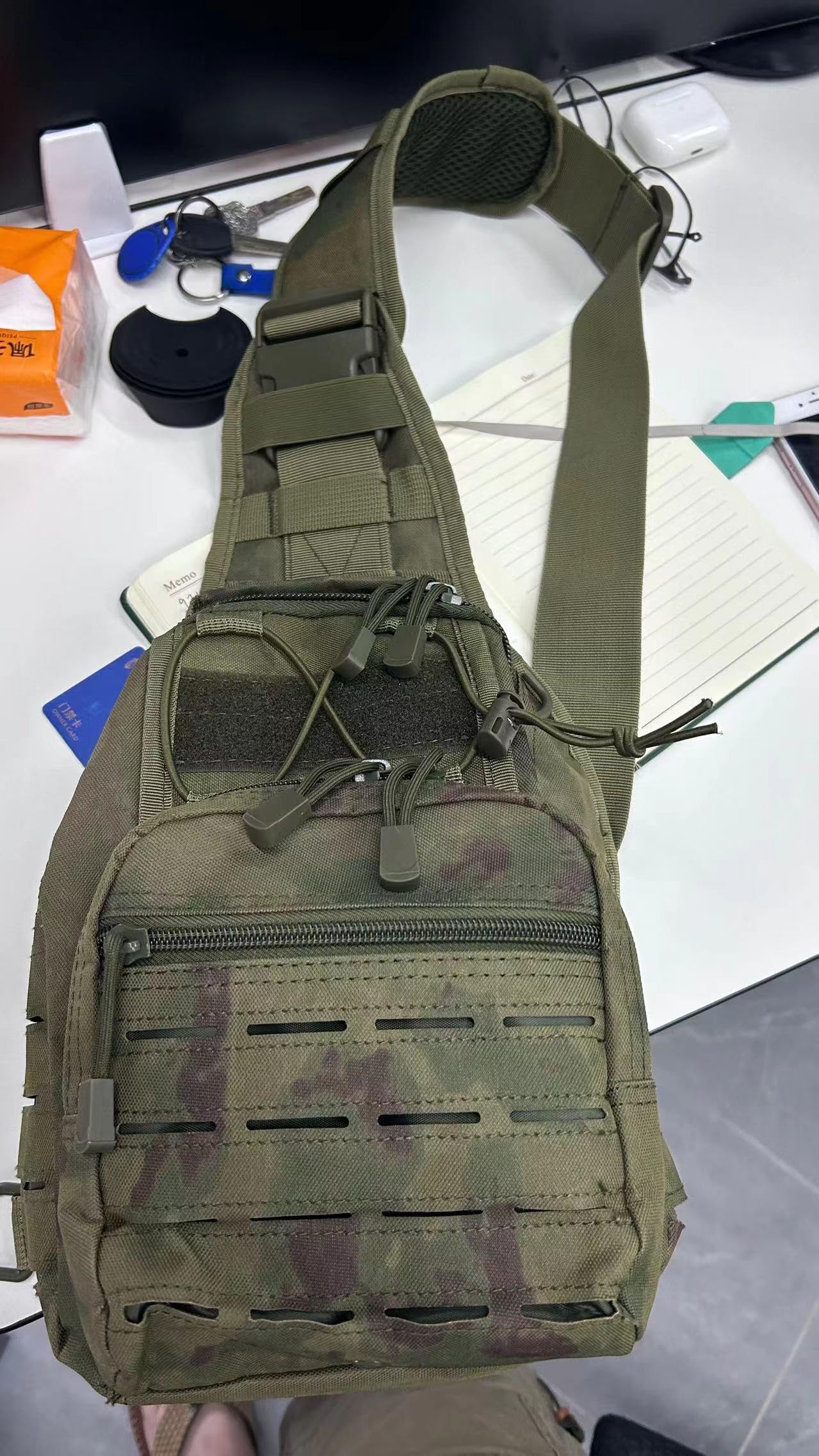 BOMTURN Tactical Backpack-1000D Waterproof Military Backpack/Laser-Cut/CCW Bags Sling Bag Tactical Satchel Shoulder Bag Men
