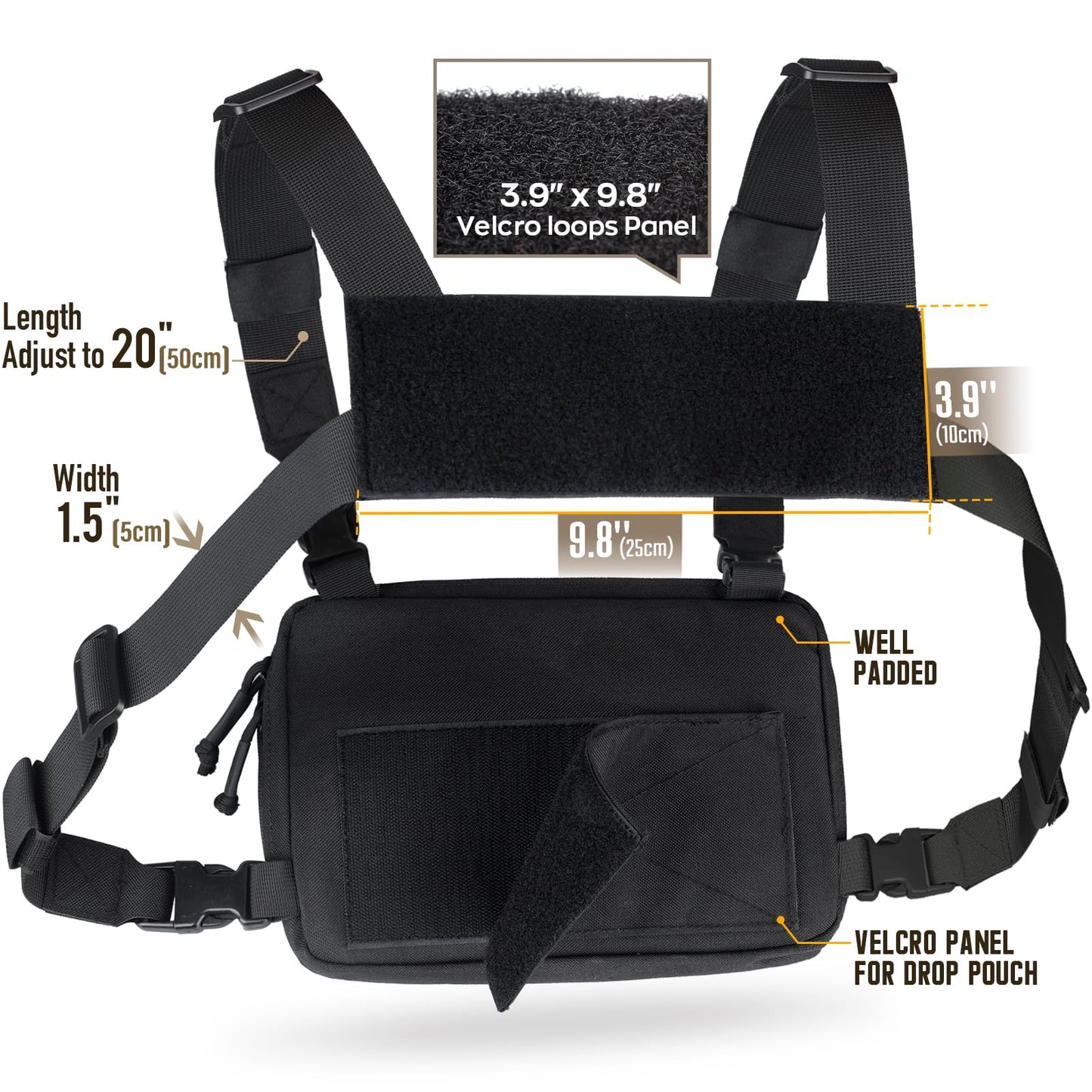 WYNEX Tactical Chest Rig Bag of Laser Cut Design, Molle Chest Pouch Utility Recon Kit Bag Tactical Chest Pack Bag