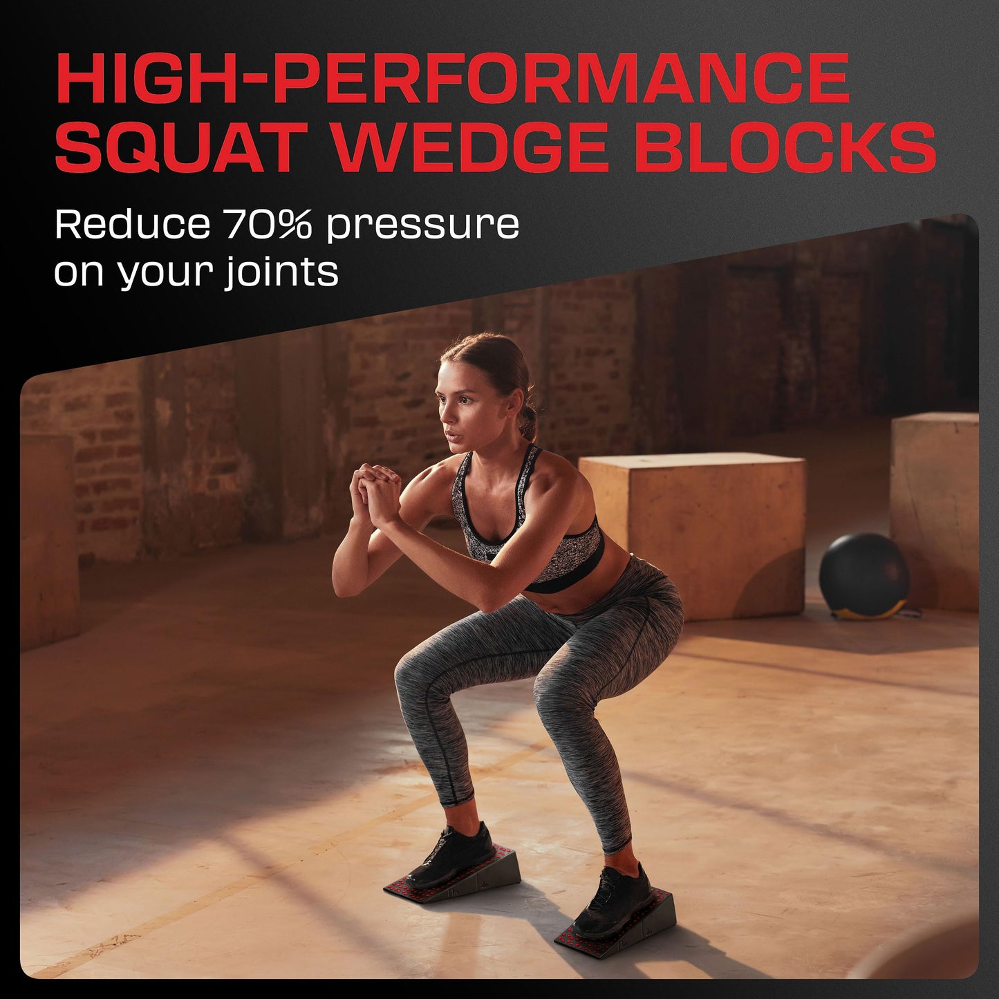 Squat Wedge Slant Board For Squats Pair - Squat Wedge Block, Calf Raise Block, Heel Elevated Squat Wedge, ATG Equipment, Anti-Slip Yoga Wedge, Squat Box, 17° Incline, 3.5x5.9x12.2", Blaze Red
