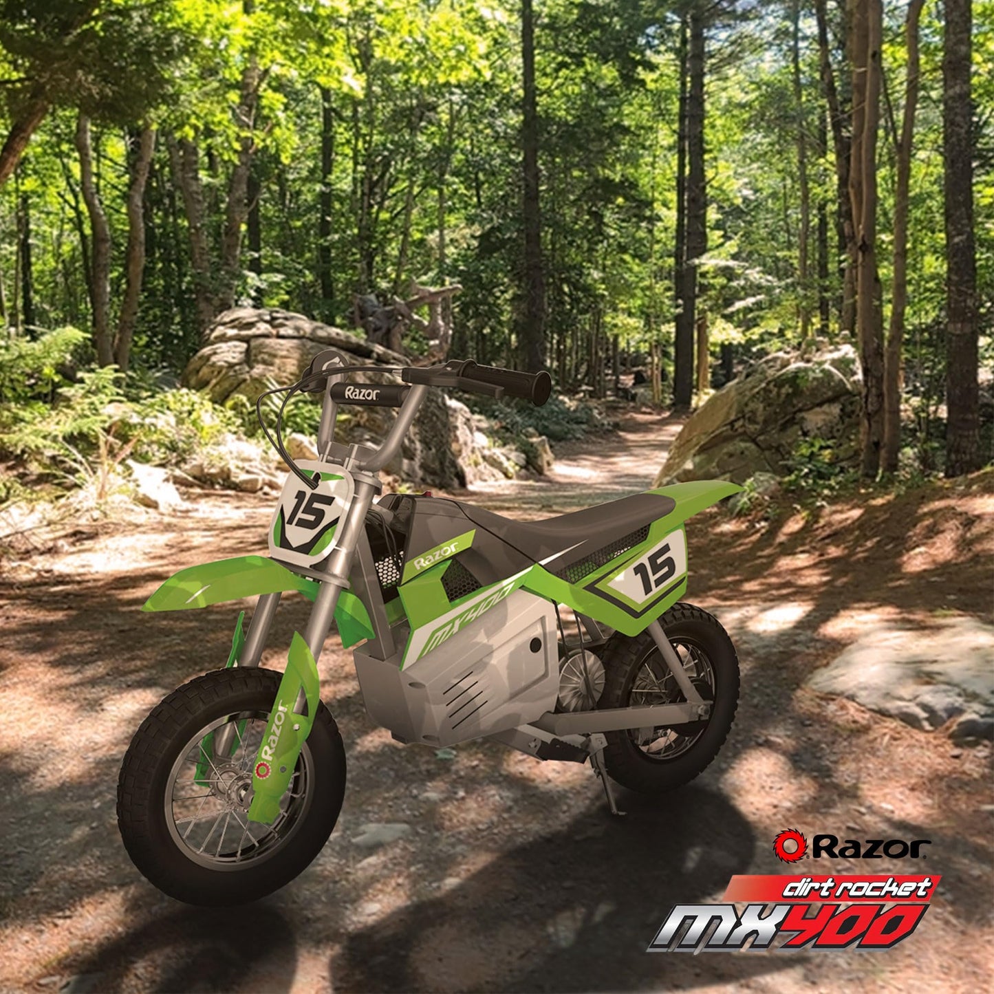 Razor MX400 Dirt Rocket – 14 MPH (22 KMH) Off-Road Electric Dirt Bike, High-Torque Motor, 30 Min Ride Time, Adjustable Handlebars, Ages 13+, Green