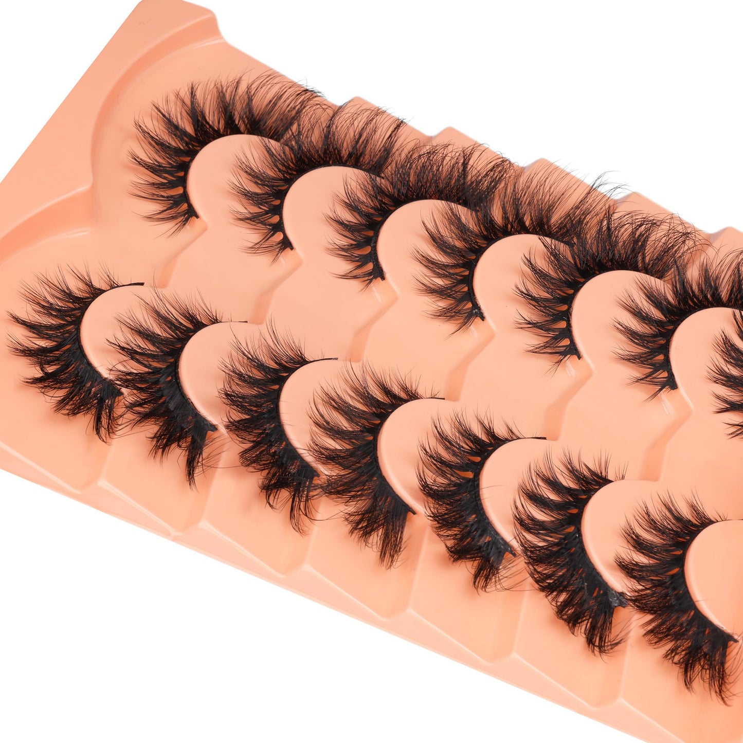 ALICROWN False Eyelashes, 7 Pairs Fluffy Cat Eye, Wispy Strip False Lashes, Mink Lashes, Long Volume, Fake Eyelashes, Cruelty Free, Black